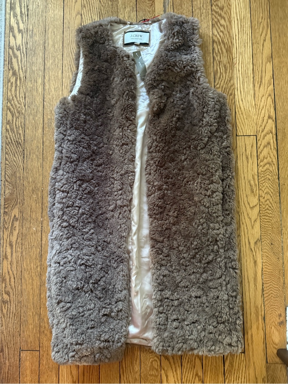 J. Crew Taupe Brown Faux-Fur Vest - Size XS - NWT